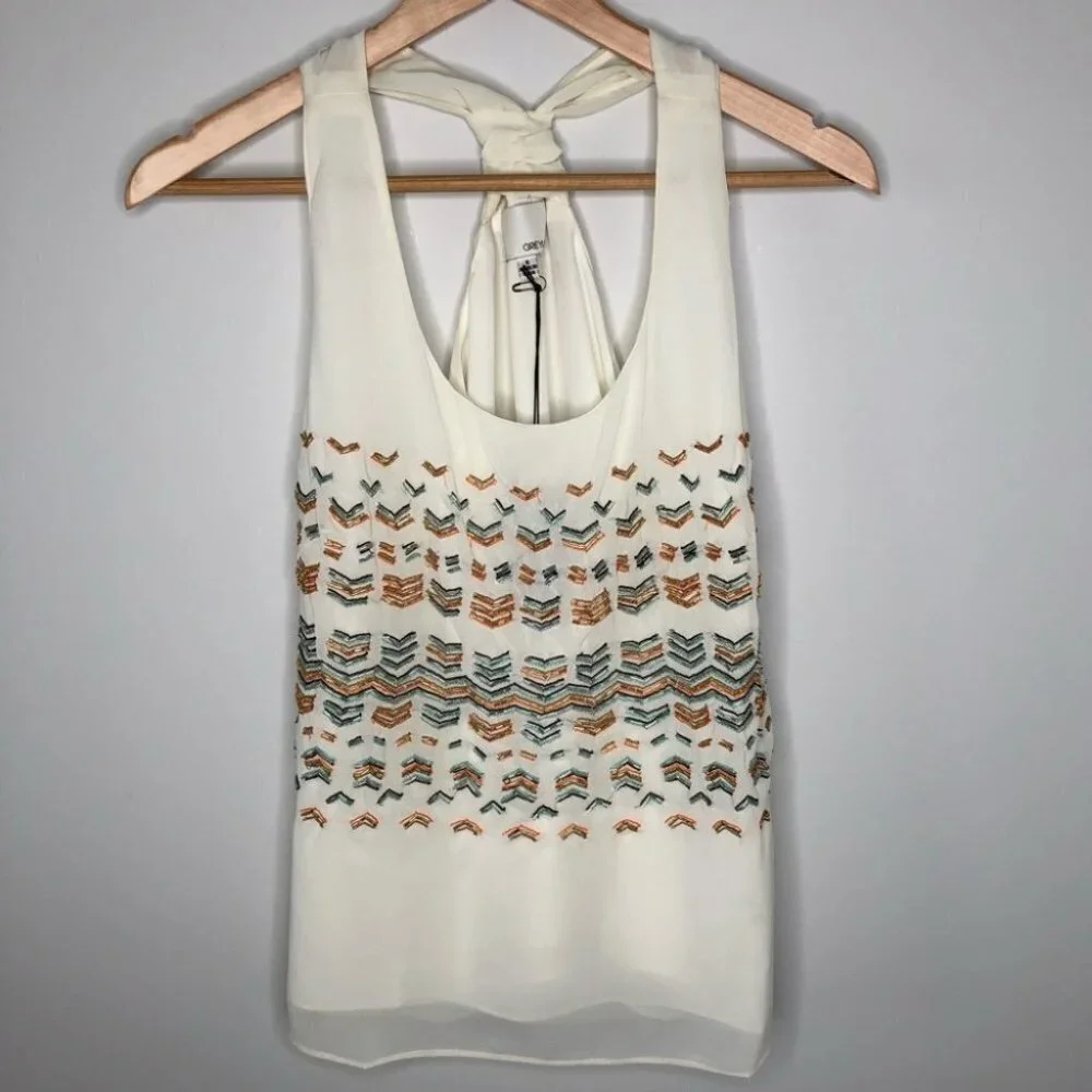 ANTHROPOLOGIE Greylin Ivory Beaded Sheer Racerback Tank Top/Cami Small - Picture 4 of 9